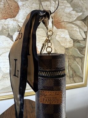 Mini Bag Brown Check Keychain Pouch